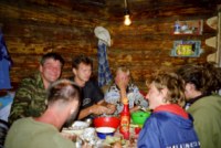 Gemeinsames Abendessen mit Alexej, Nikolaj und Olga